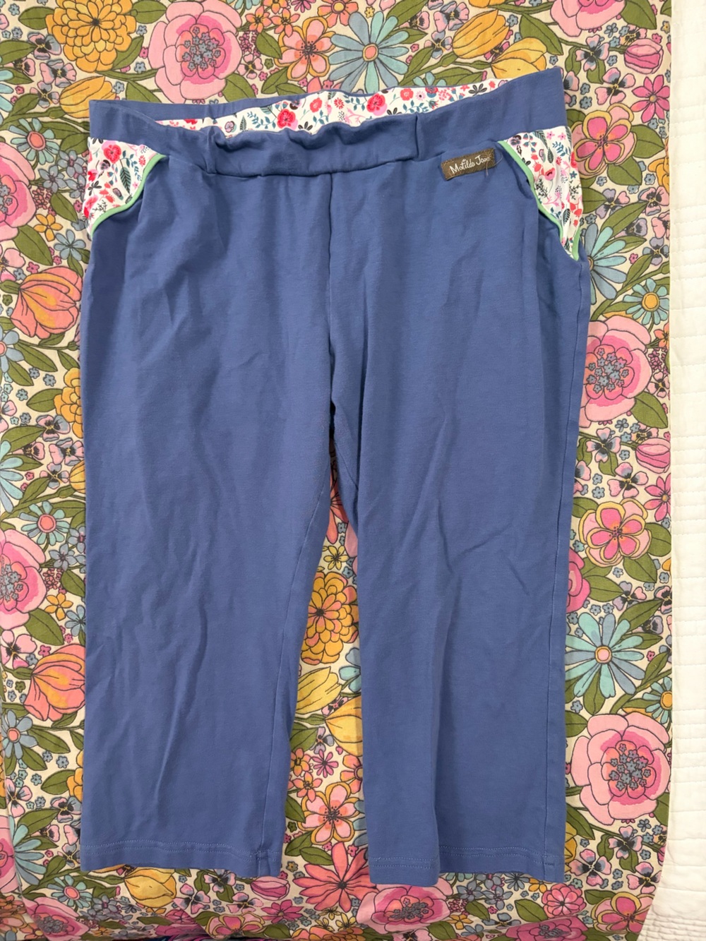 Matilda Jane Blue Capris with Floral Trim